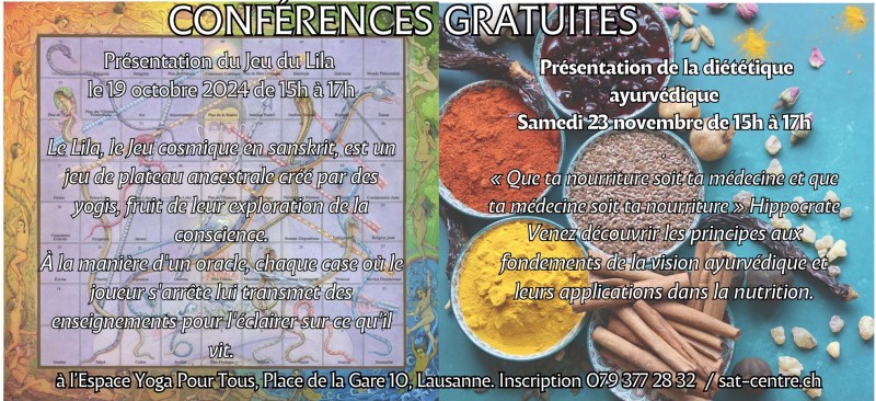 flyer conférence gratuite à l'espace yoga pour tous à Lausanne